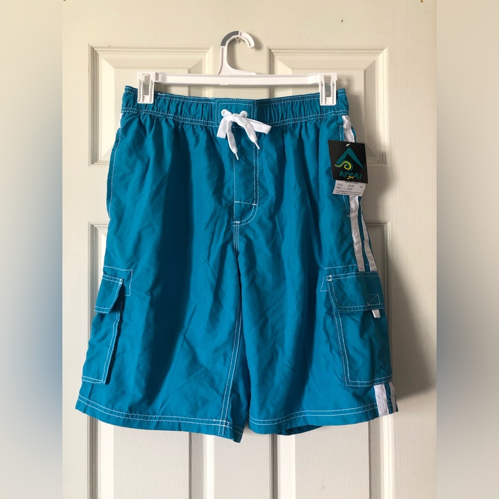 Kanu Surf Teal Cargo Swim Shorts with White Trim